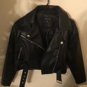 S/m heavy black biker jacket